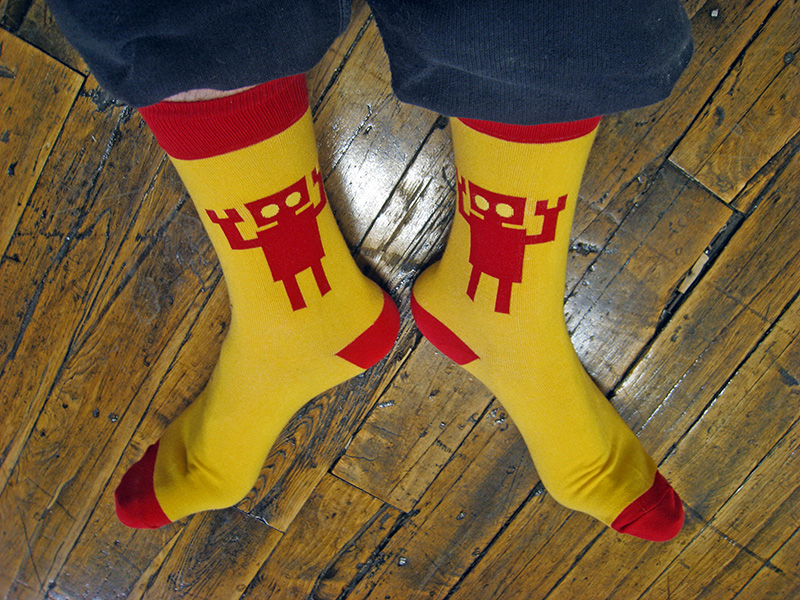 giant red robot socks