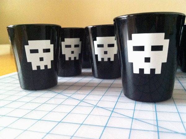 pixel skull shot glasses