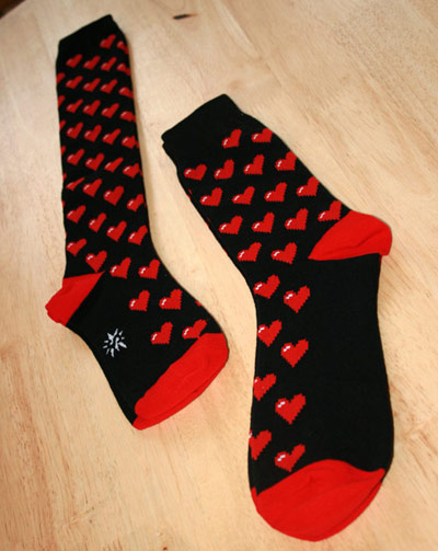 pixel heart socks