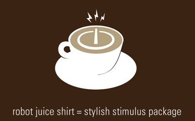 robot juice coffee shirt