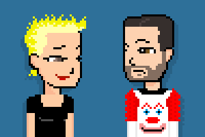 wil wheaton clown sweater pixel art portrait