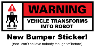 warning car vehicle transforms into robot sticker